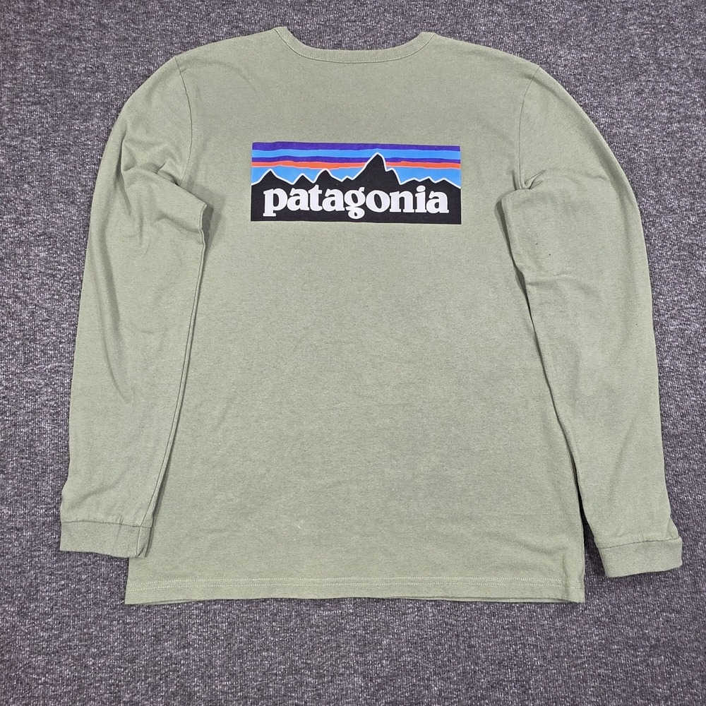 Patagonia Mens Green Long Sleeve Crew Neck Pullover T-Shirt Size Medium